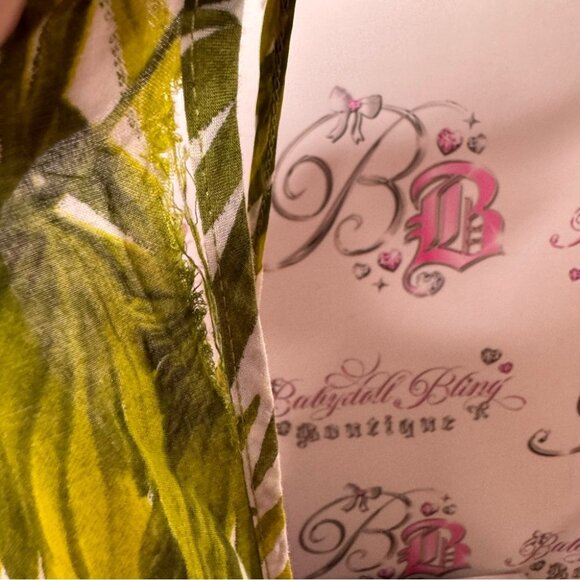 Brandy Melville dress tropical 🌴 green white pink open back strappy beach 🏖️ - Picture 14 of 14